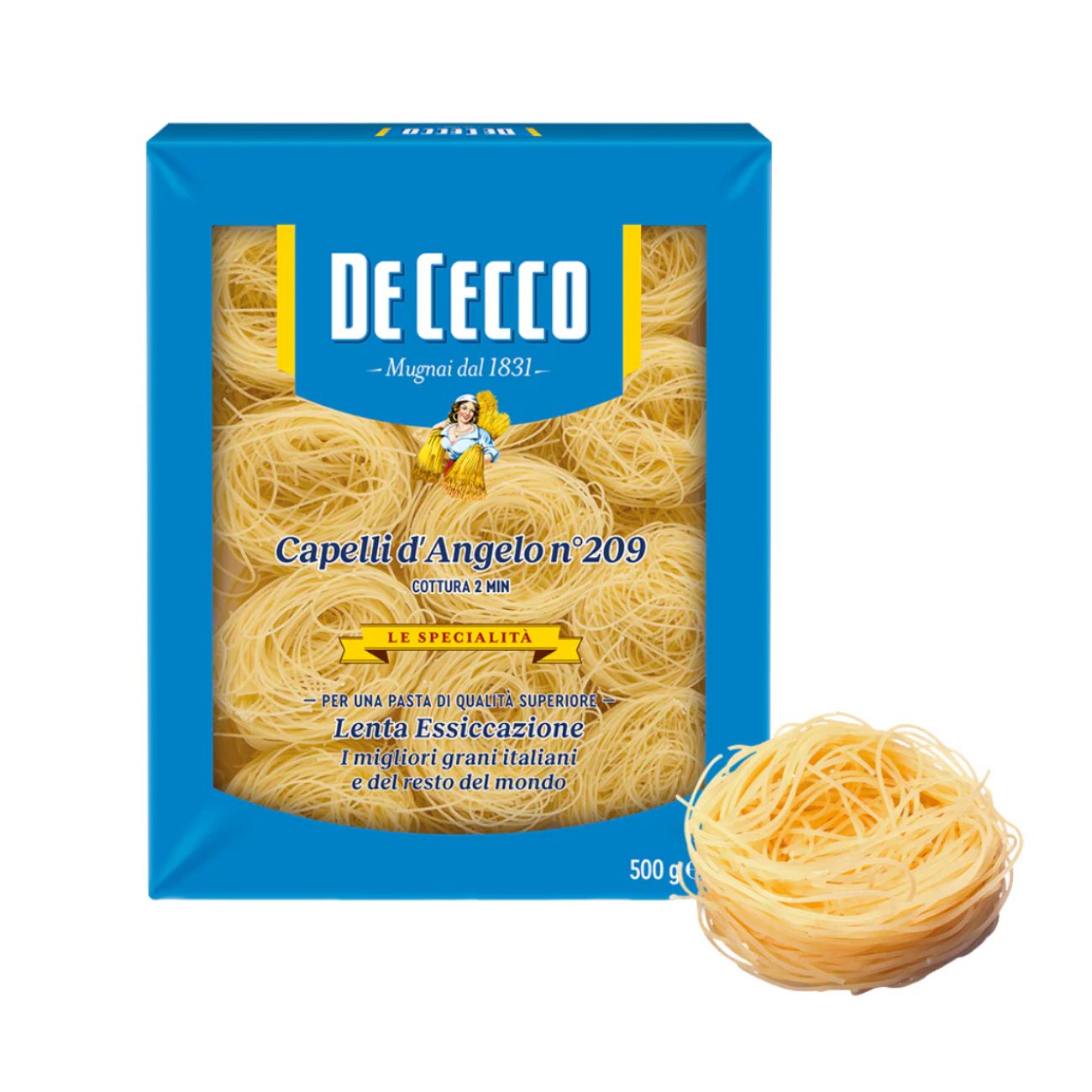 Kietųjų kviečių makaronai DE CECCO Capelli D'Angelo N°209, 500g