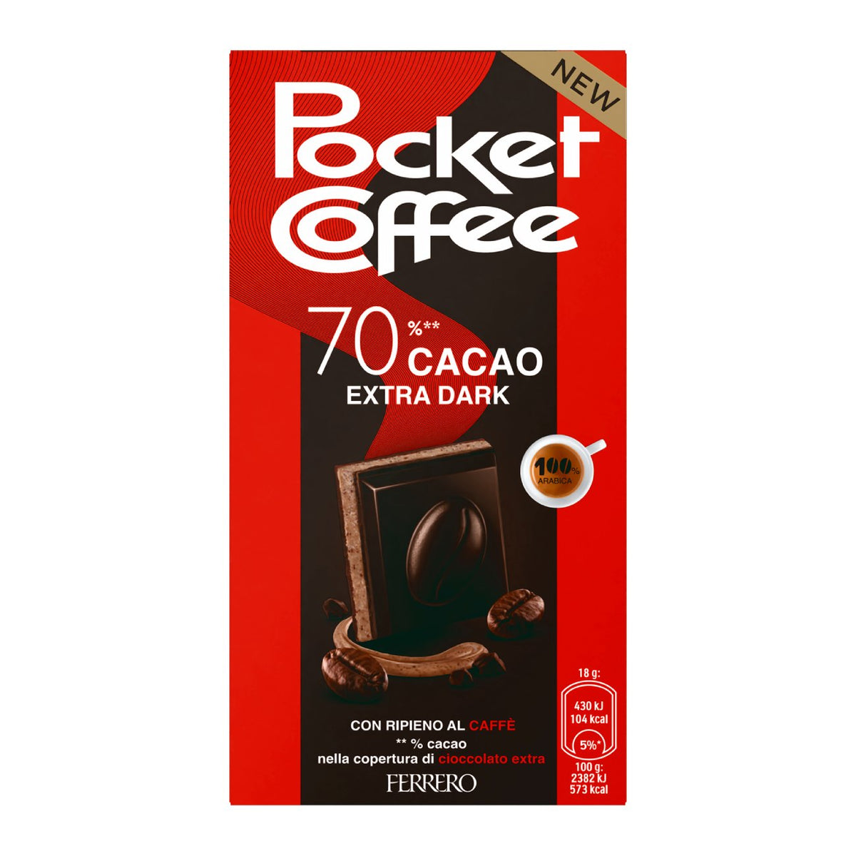 Juodojo šokolado plytelė su kavos įdaru POCKET COFFEE, 90g