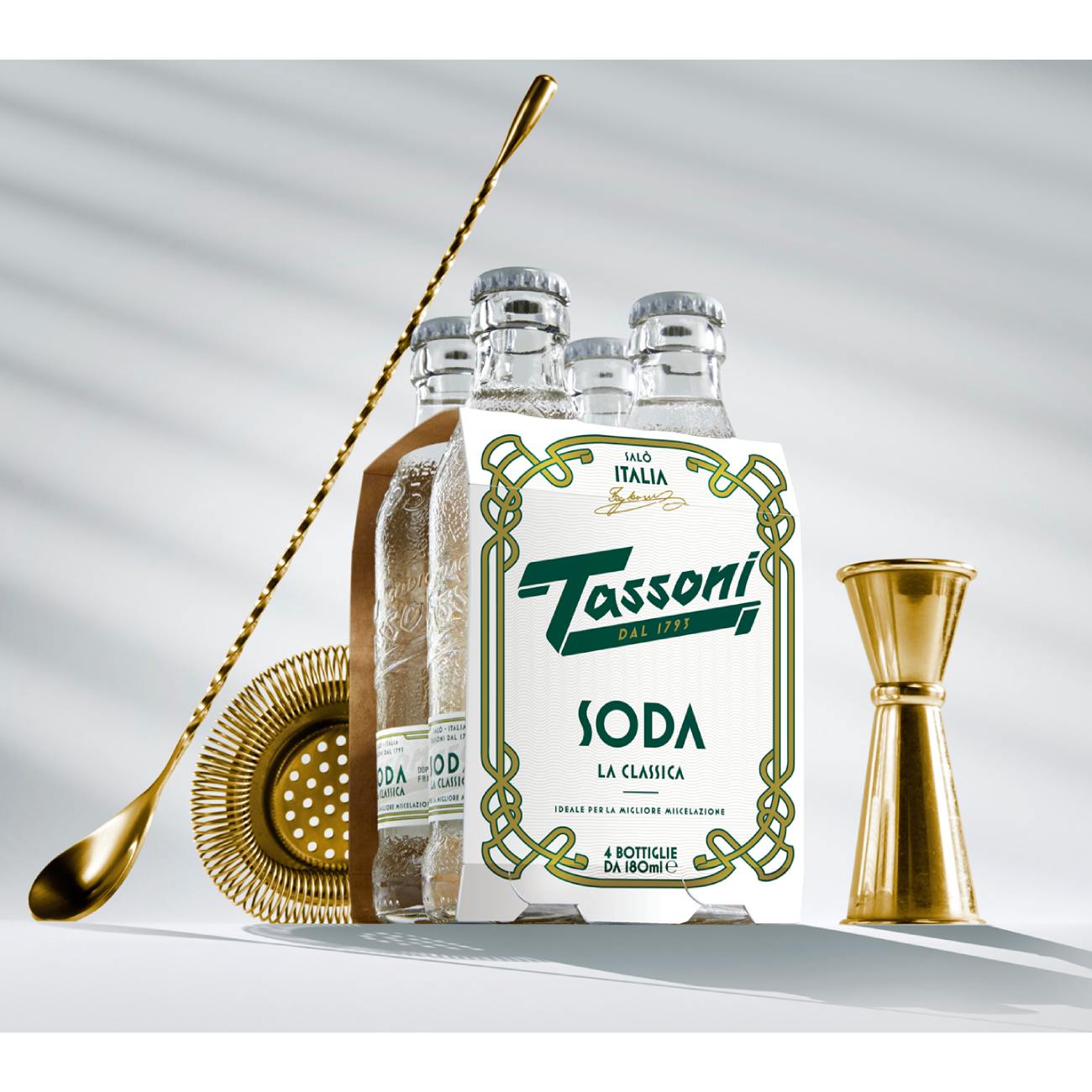 Gazuotas nealkoholinis gėrimas TASSONI Soda, 4 x 180 ml