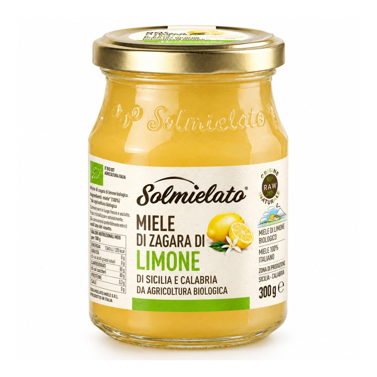 Органический лимонный мёд из цветов цитрусовых SOLMIELATO Miele di Zagara di Limone, 300г
