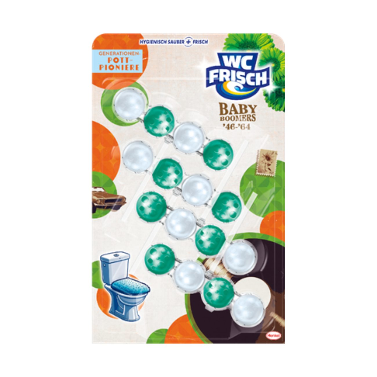 Tualeto blokelis WC FRISCH Kraft-Aktiv, 4x50g