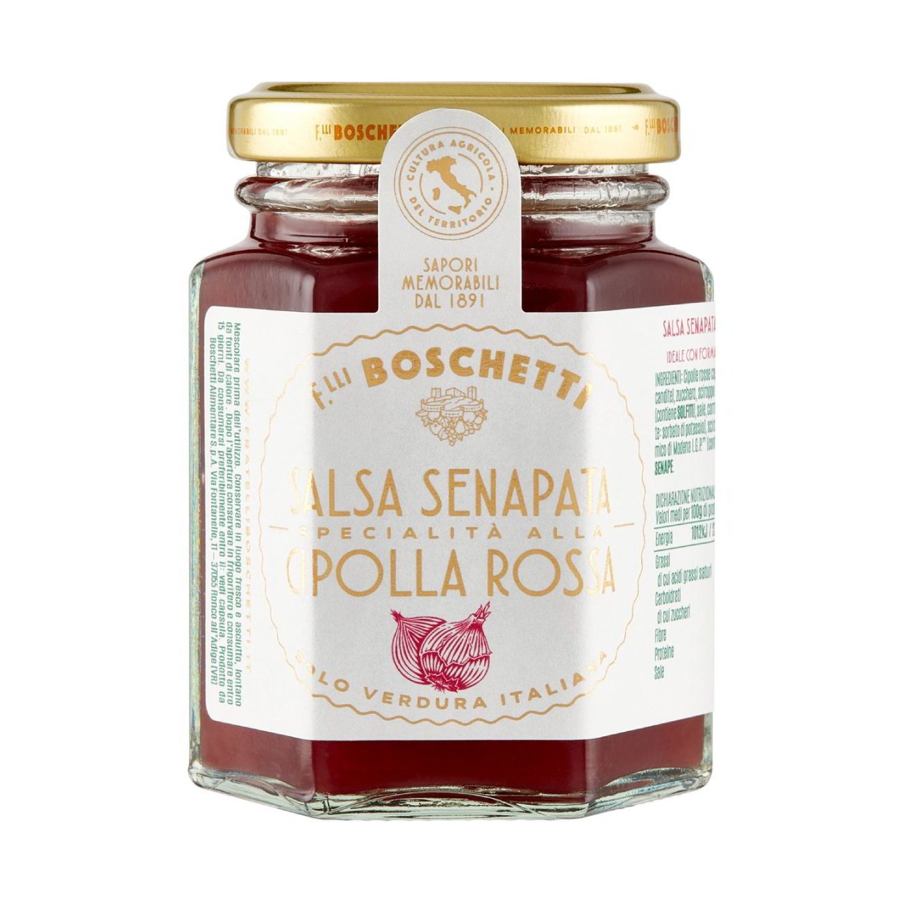 Raudonųjų svogūnų garstyčių padažas BOSCHETTI Salsa Cipolla Rossa, 130g
