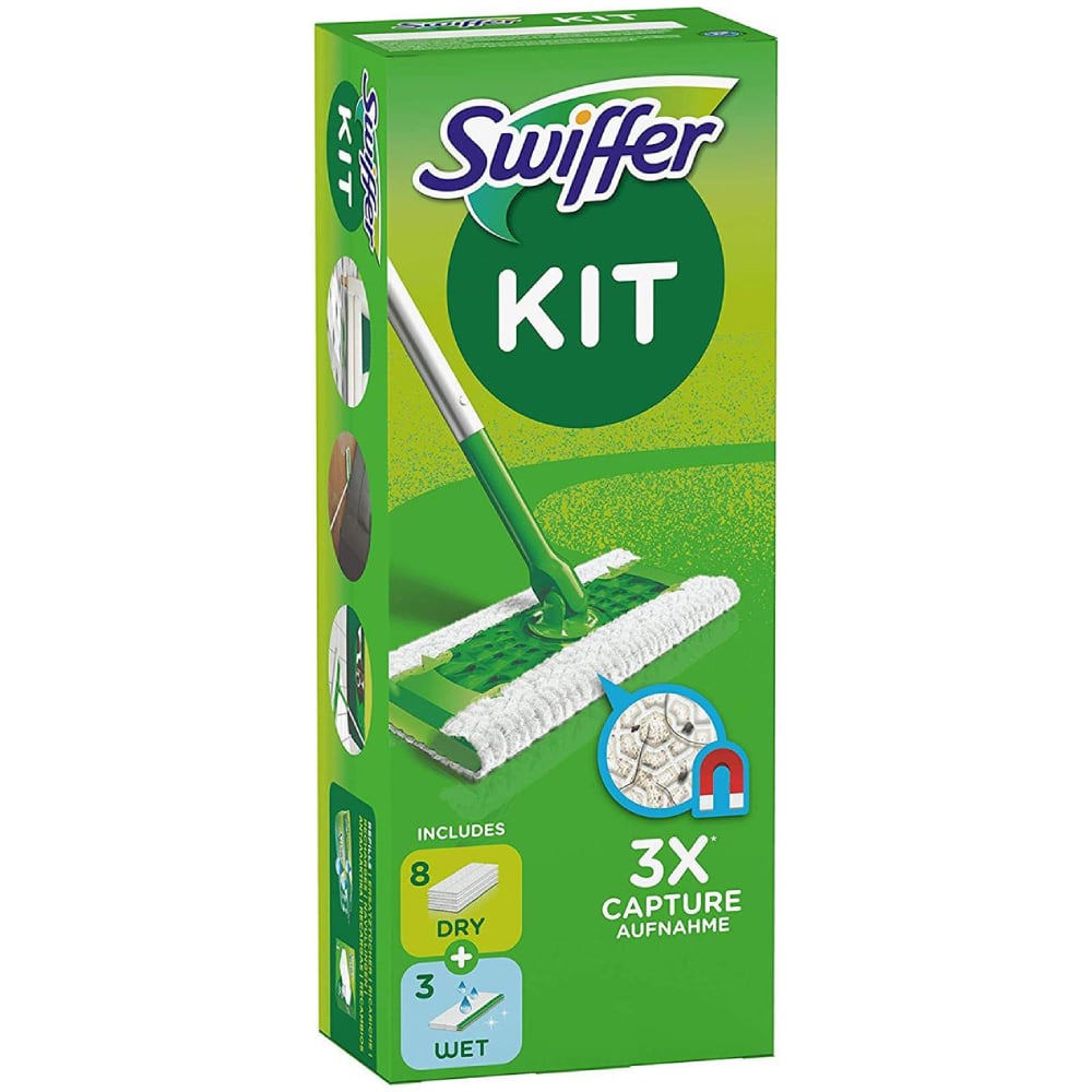 Swiffer Cata Mop With Palo Box 1 Unit + 8 Spare Parts + Plumer 1 Unit  Clear